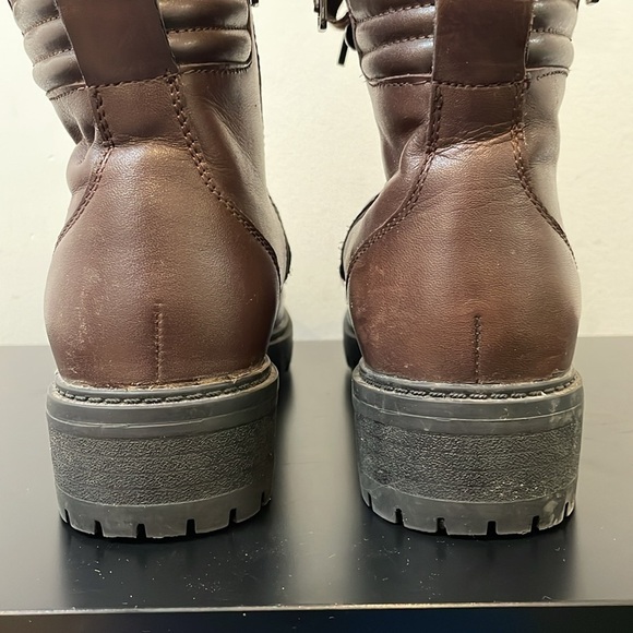 Blondo Women's Mady Combat Boot 6 waterproof laces doubble zipper brown leather - Picture 9 of 14